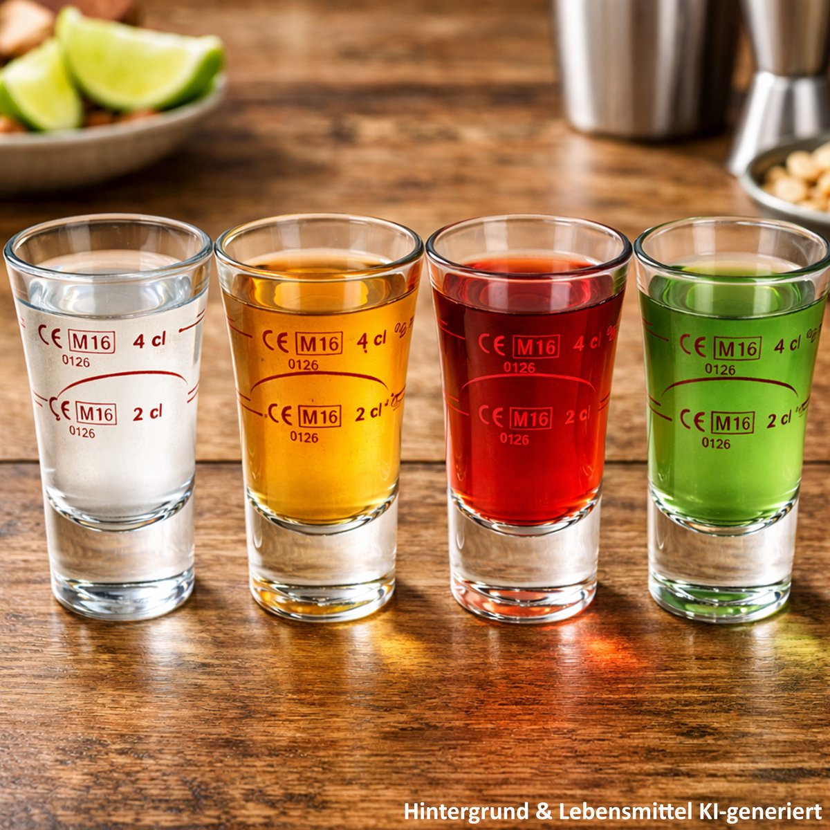 12-delige set BOSTON borrelglaasjes 2cl & 4 cl gemarkeerd van glas - 52194