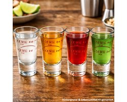 12-delige set BOSTON borrelglaasjes 2cl & 4 cl gemarkeerd van glas - 52194