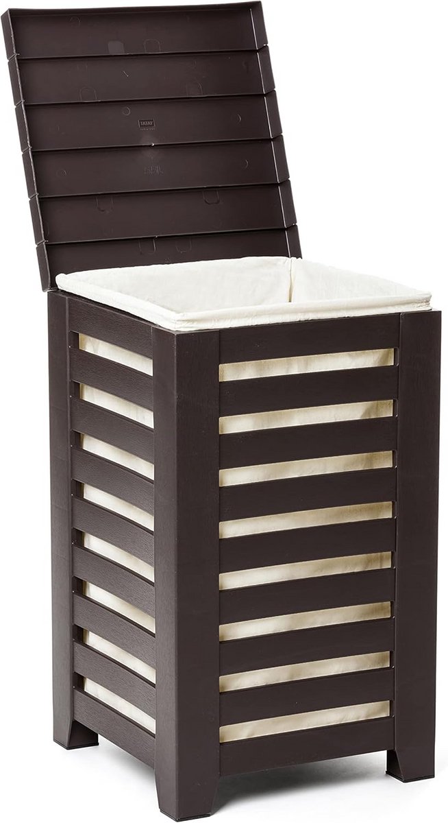 Grote Wasmand 55L met Deksel Rechthoekig Bruin – BPA-Vrij