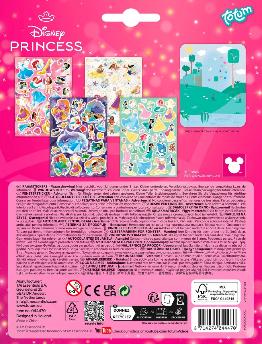 Disney Princess Totum 45 raamstickers prinsessen speelgoed meisjes stickers niet permanent voor thuis en op reis — afbeelding 6