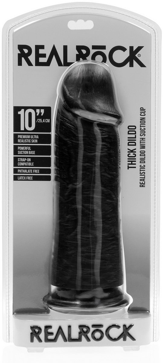 RealRock by Shots Extra Dikke Recht zonder Ballen 10 / 25,4 cm dildo - Zwart