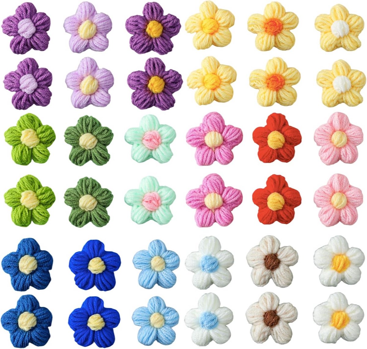 36 Katoenen Gehaakte Bloemen Appliqués voor Knutselen en Kledingdecoratie