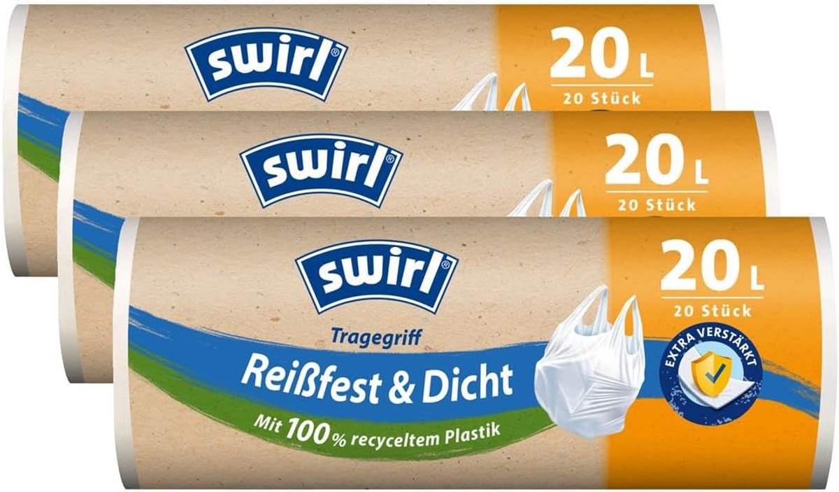 3 x Vuilniszakken 20 Liter met Sterke Draaggrepen - Extra Scheurvast