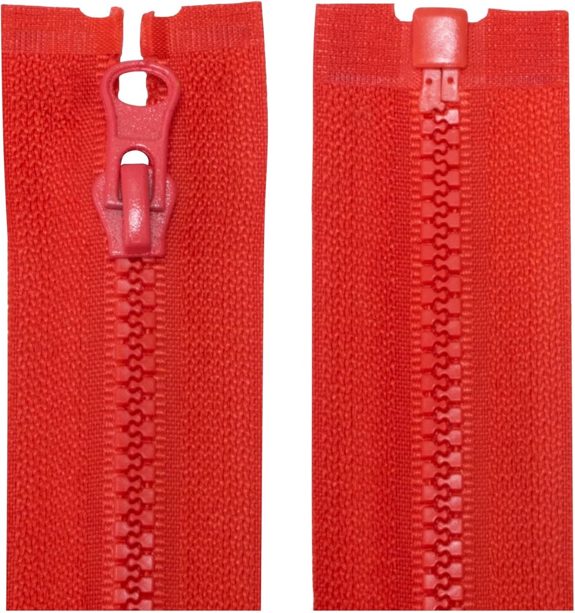 Set van 50 cm Scheidbare Ritsen Nr. 3 met Kunststoftanden en Metalen Schuiver - Rood - Voor Kleding en Jassen