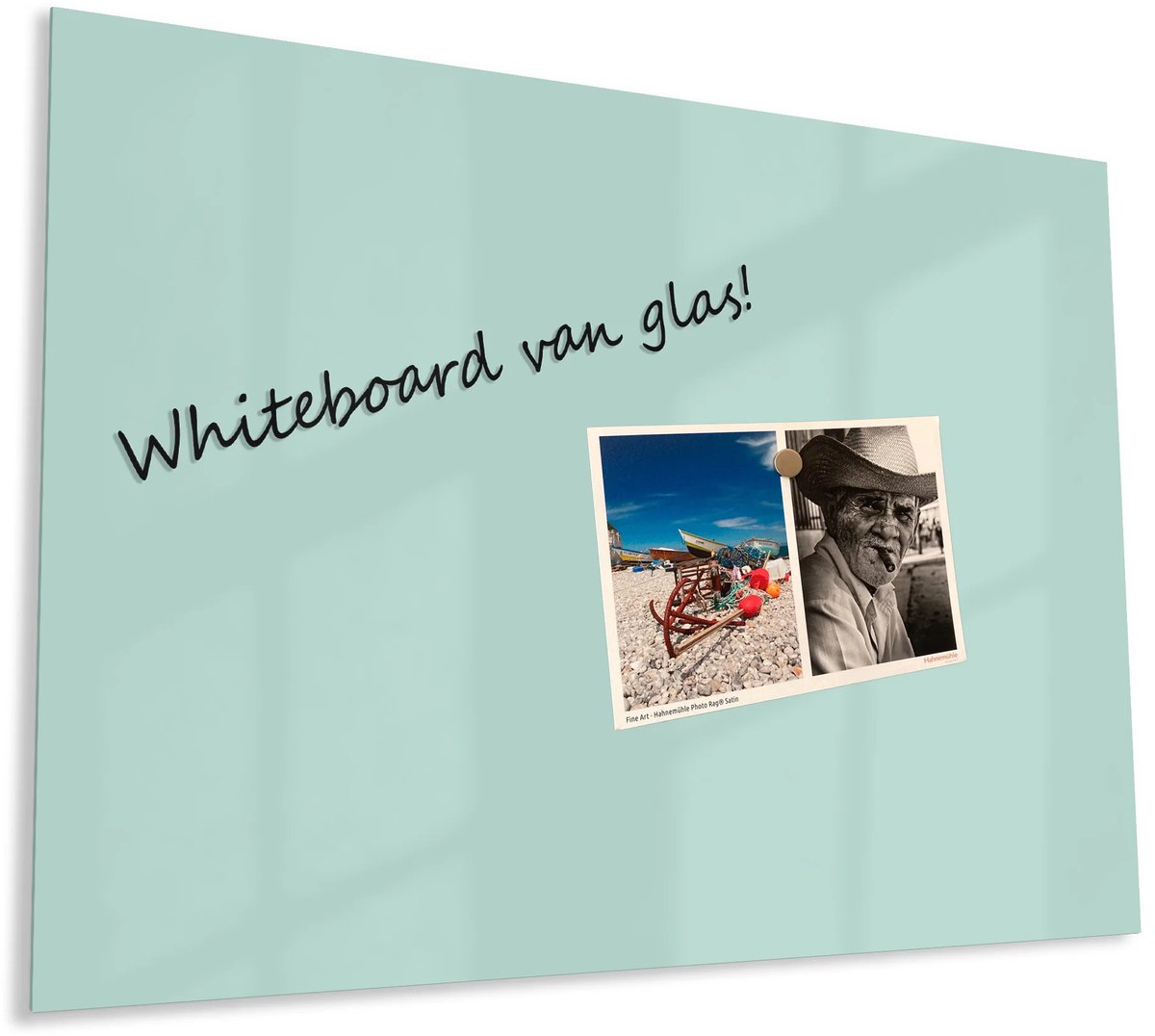 Mydesignglas Glazen Whiteboard - Gehard Glas - Glazen Magneetborden - Memobord - Magnetisch - Krasbestendig - Frameless - 90x70cm - Aqua Glaze