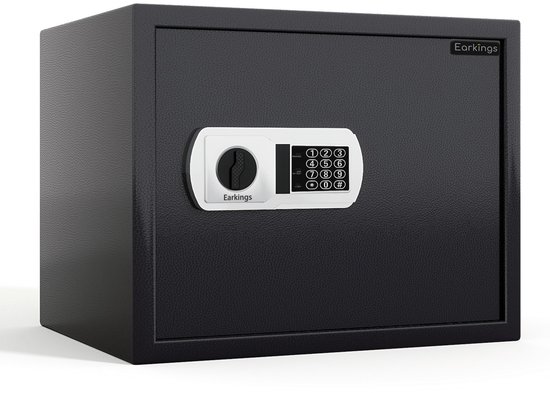 Earkings® Kluis 25x35x25 cm Cijferslot - Twee Sleutels, Muurbevestiging en Alarm Slot - 15.5L - Staal