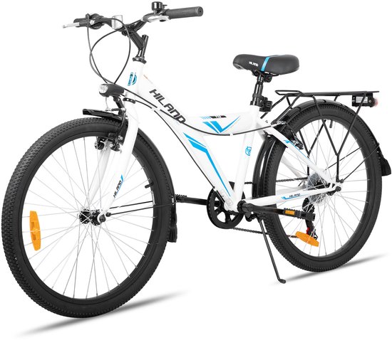 Hiland Kinderfiets - 20 / 24 Inch - Stadsfiets voor Jongens & Meisjes (6-11 Jaar) - 6 Versnellingen - Met Bagagedrager - Zwart/Wit van Hiland — afbeelding 2