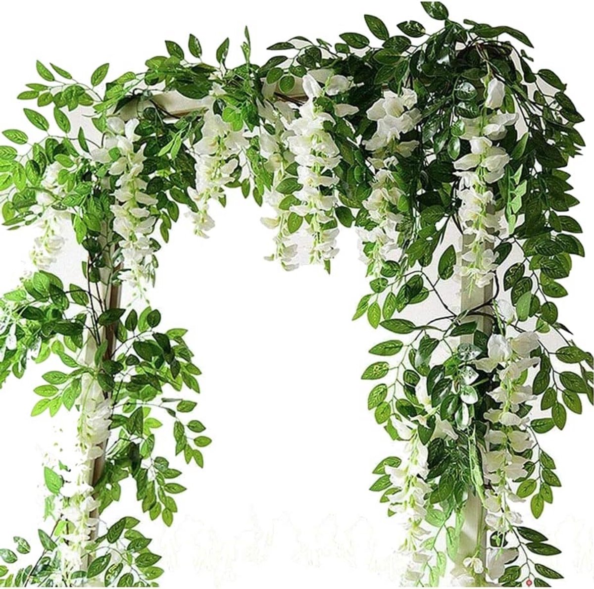 4-delige Set Kunstmatige Blauweregen Slingers Witte Zijde Bloemen voor Decoratie