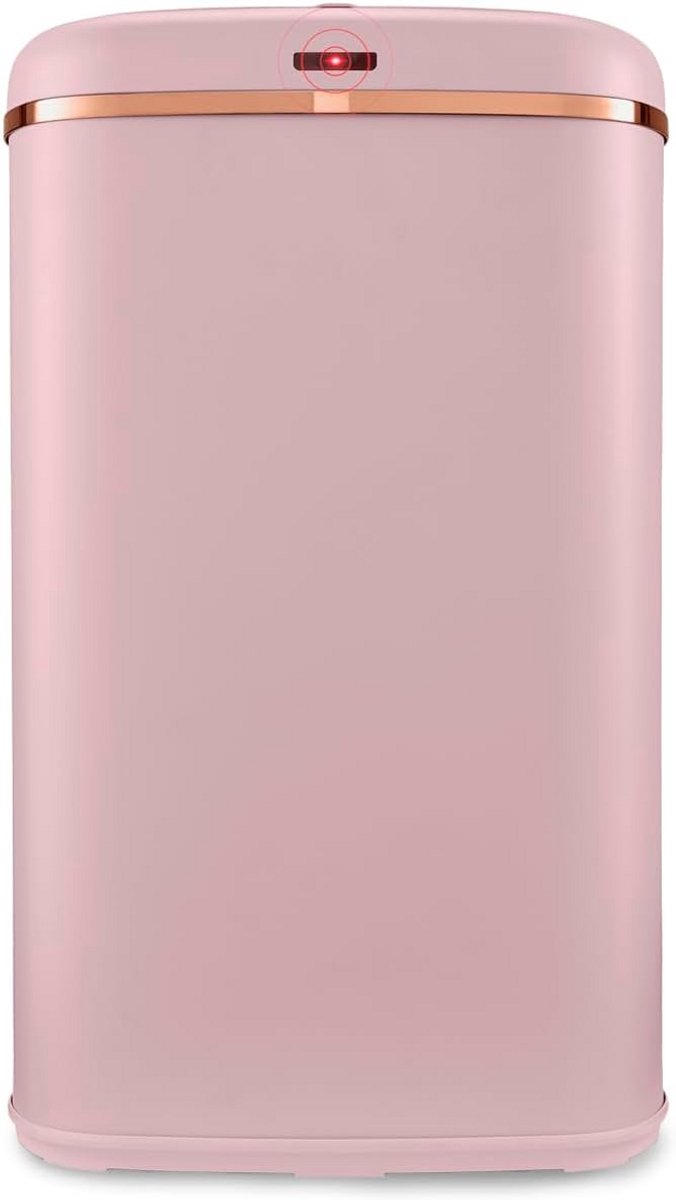 Grote Vierkante Sensor Prullenbak 58L - Hygiënisch en Touchless - Roze met Roségoud Accent