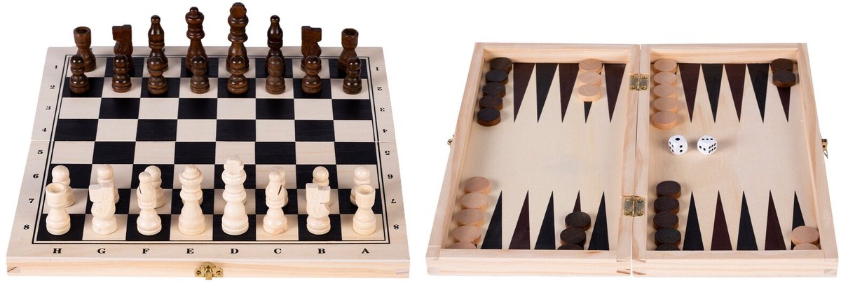 Schaak/backgammon opklapbaar hoogte koning 60 mm