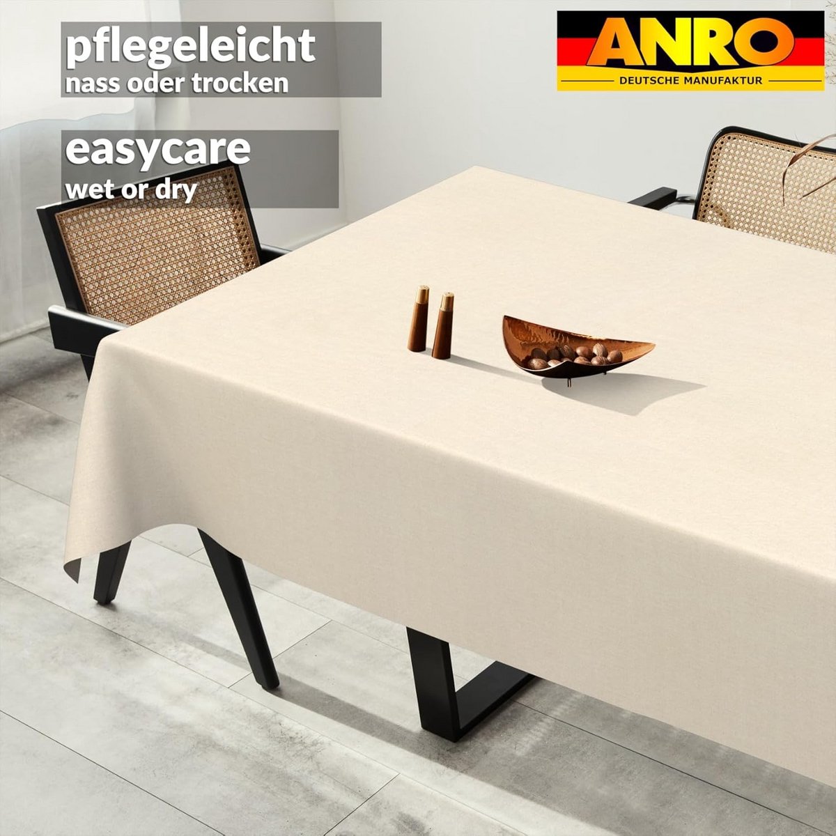 Waterdicht Tafelkleed Linnenlook Katoen Natuurlijk Afwasbaar 120x140 cm