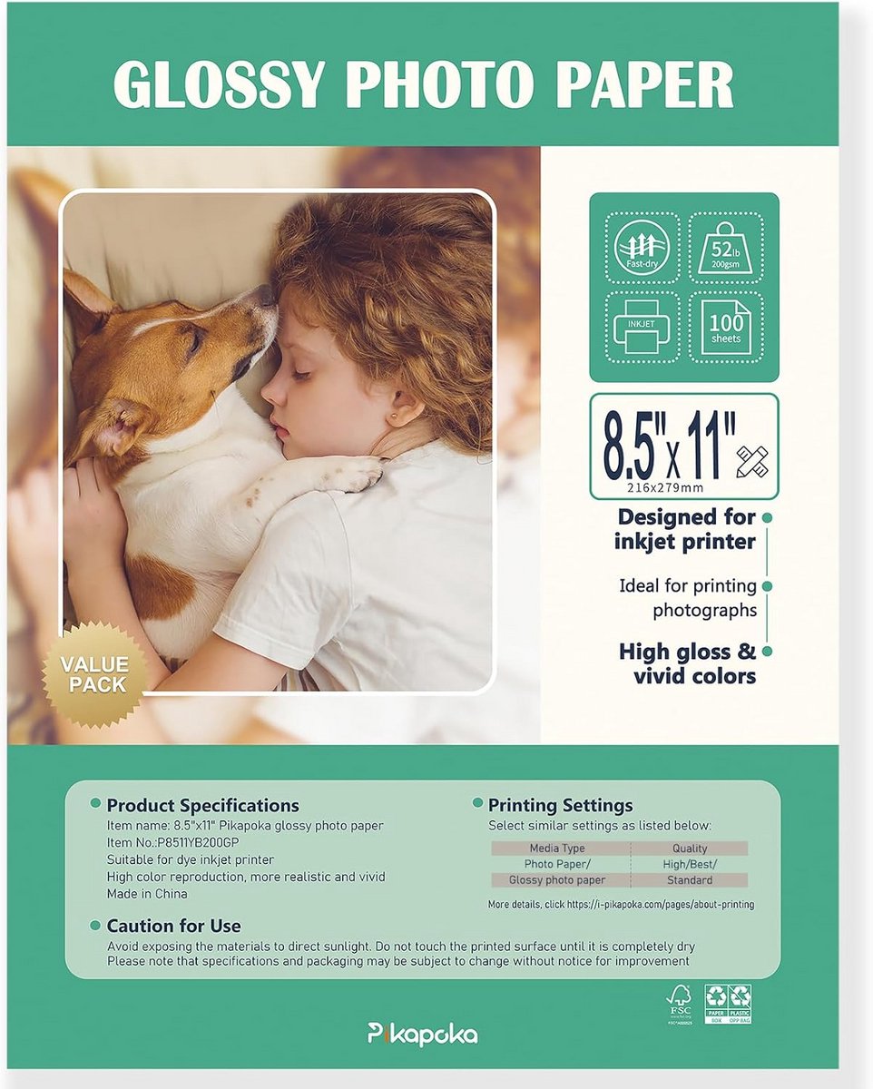 Glanzend Fotopapier A4+ (8,5x11 inch), 100 Vellen, 200 g/m², Geschikt voor Inkjet