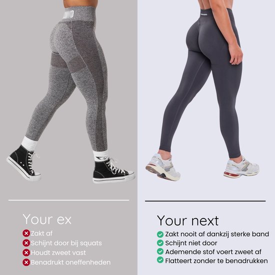 Euphoria Sportlegging Dames - Sportkleding Dames - Sportbroek Dames - Yoga Broek Dames - Grijs - Maat M van Merkloos — afbeelding 4