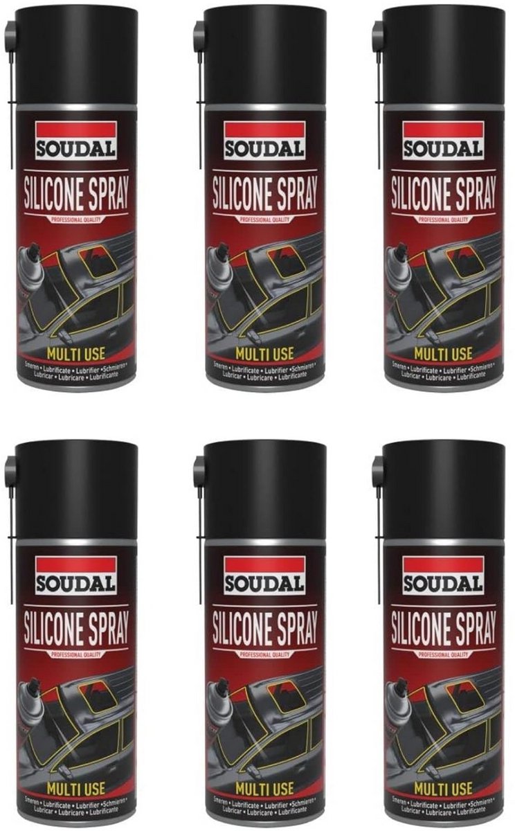 6x Siliconenspray Smerend Verzorgend voor Metaal Rubber Kunststof 400 ml