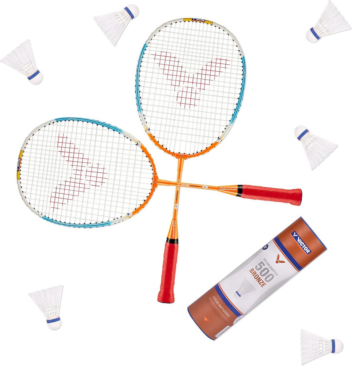 Badminton Starter Set met 2 Kinderrackets en 6 Badmintonspeeltjes