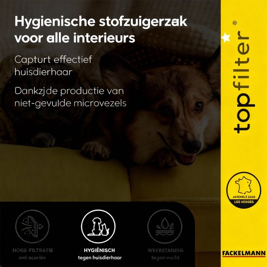 TopFilter 64986 Set van 4 stofzuigerzakken Rowenta en Moulinex, stofzuigerzak, stofzuigerzakje, stofzuigeraccessoire, Niet-geweven polypropyleen, Rubber, Karton, 30 x 26 cm