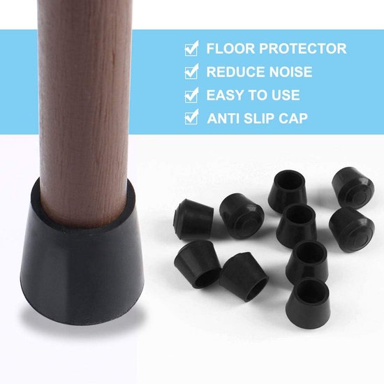 Vloerbeschermers Stoelpoten Zwart - Antislip Rubber Doppen voor Tafels