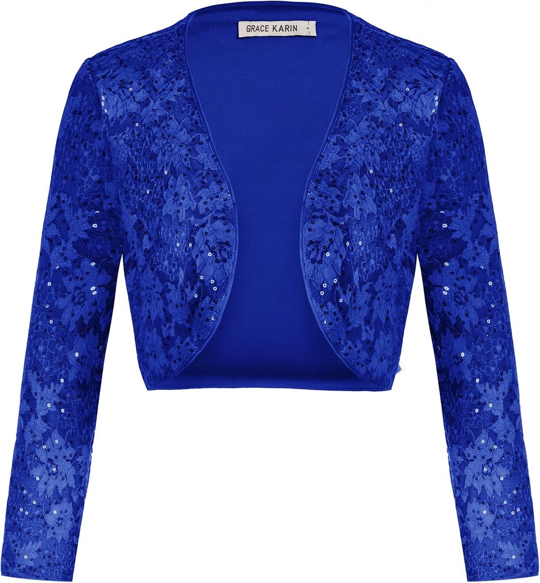 Dames Vest met Glitter Pailletten en Kant Bolero Shrug Lange Mouwen Vintage Stijl