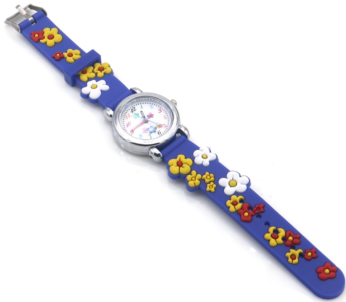 Kinderhorloge - quartz - bloemen - blauw