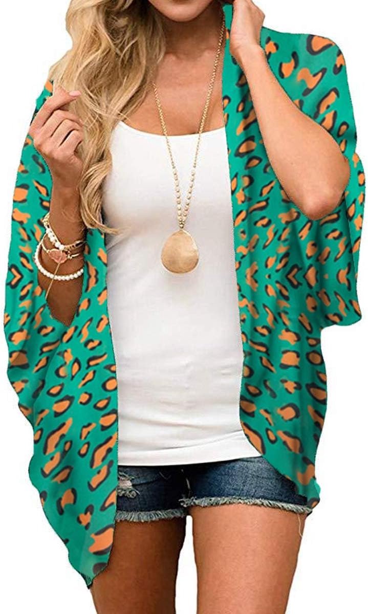 Dames Chiffon Kimono Vest met Bloemenprint - Halve Mouw Strandtuniek