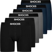 SNOCKS Boxershorts Heren - Onderbroeken Heren - Ondergoed Heren - met extra lange pijpen - Biologisch Katoen - Duurzaam Cadeau - 6 Stuks