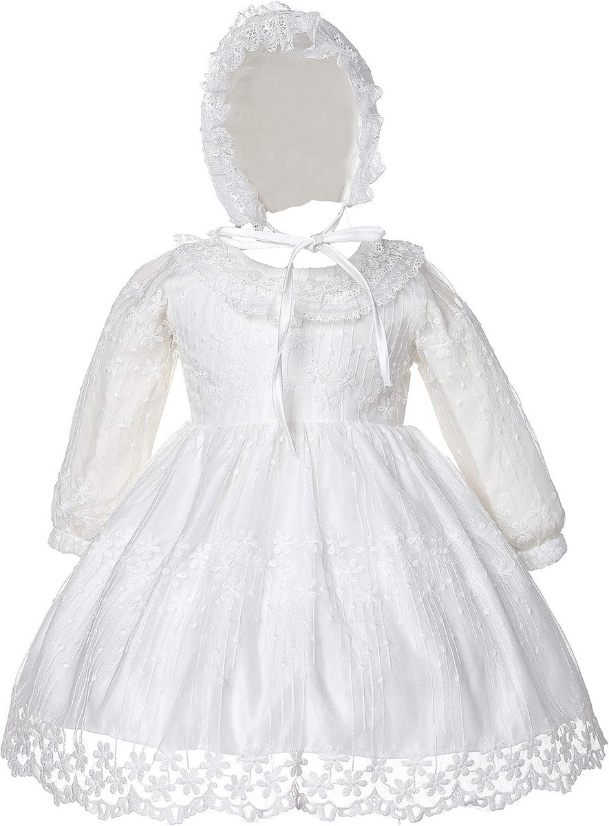 Elegante Feestjurk en Muts met Kant voor Babymeisjes