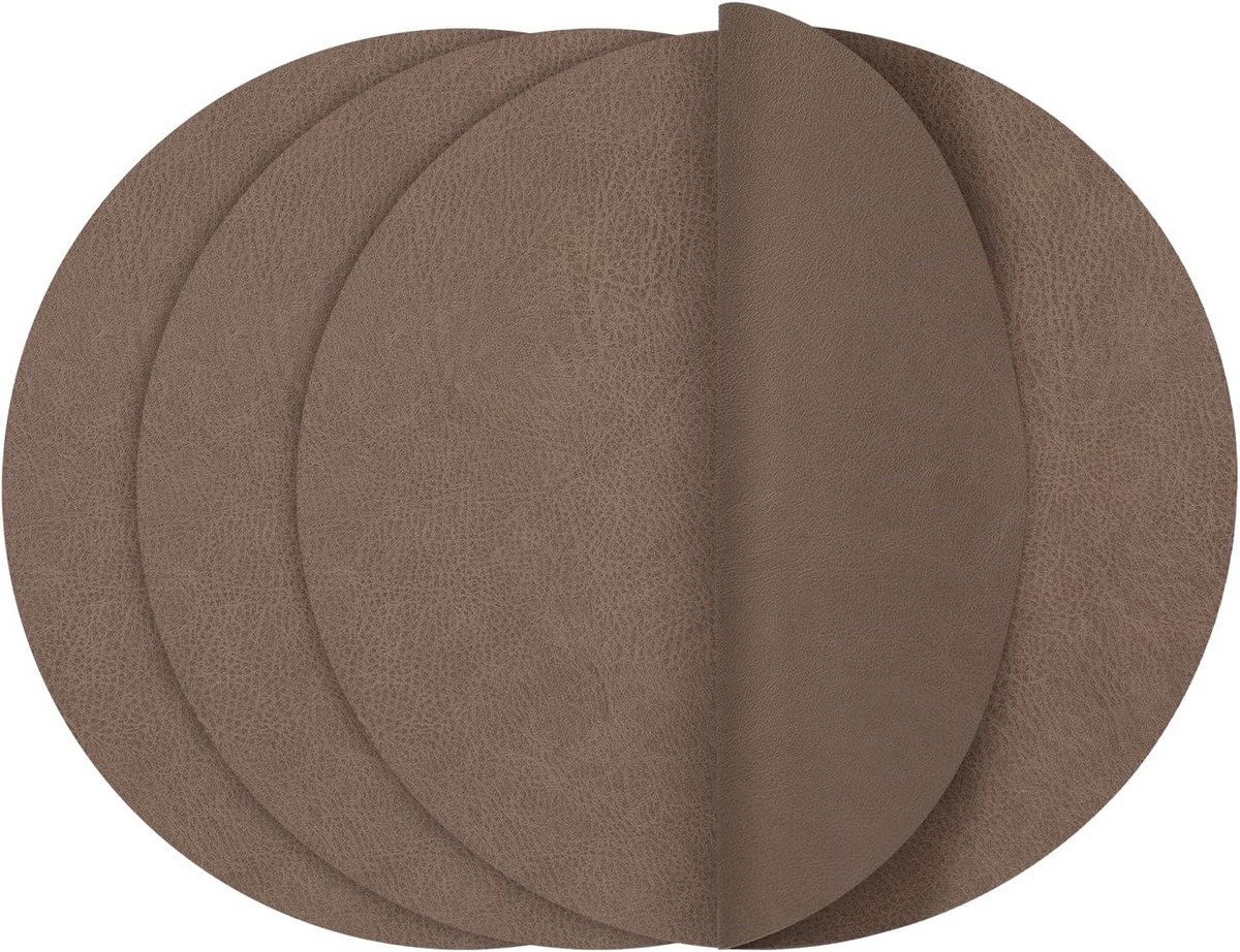 Set van 4 Ronde Placemats van Kunstleer - Dubbelzijdig, Hittebestendig en Antislip