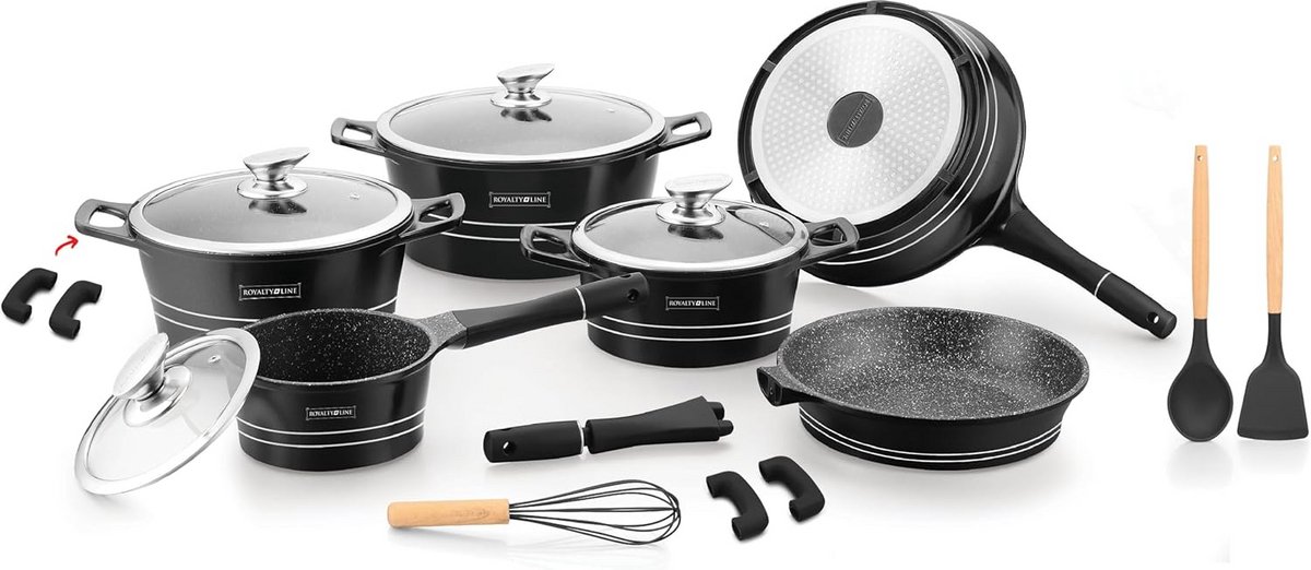 14-delige Set Kookpannen met Keramische Coating voor Hoge Kwaliteit Koken