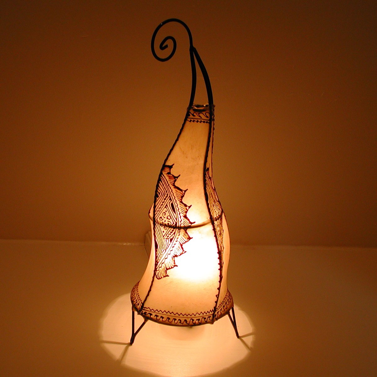 vloerlamp – marokkaanse hennalamp – Staande lamp – echt leer – Wit – 60 cm