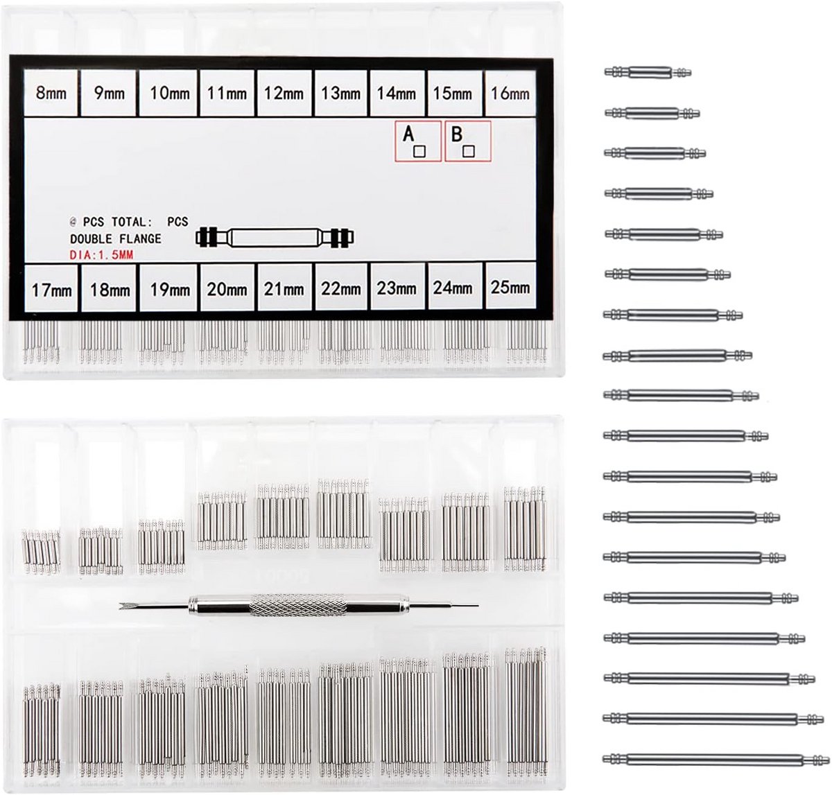 144 Delige Set Horloge Veerstangen RVS met Reparatie Tool