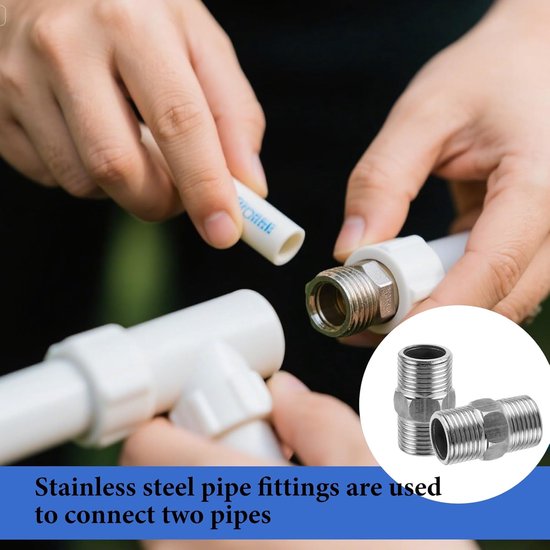 2pcs RVS dubbele nippels - dubbel nippel 1/2 inch - douche slangadapter