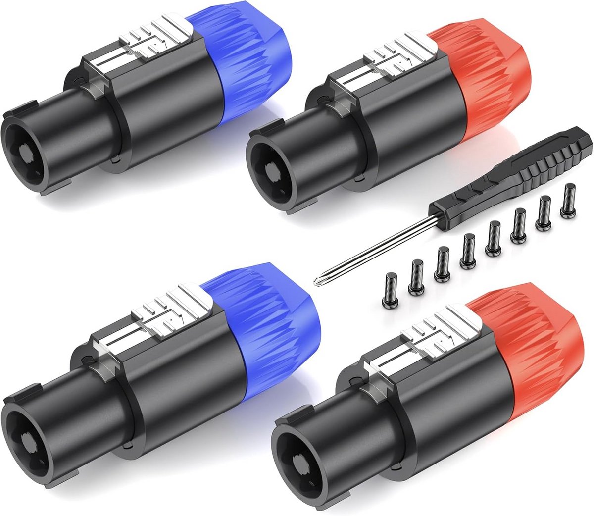 10x 4-polige Speakon Kabeladapter Stekker - Twist Lock Luidsprekerstekker voor Professionele Audioverbindingen