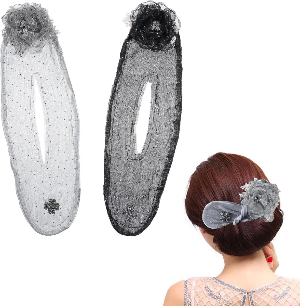 2x Bloemen Haar Knoot Roller voor Snelle & Gemakkelijke Elegante Haarstijlen