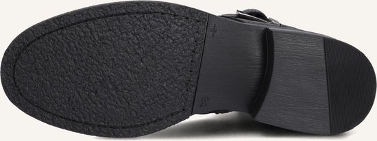 Semelles de bottes basses noires en cuir pour femme avec profil.