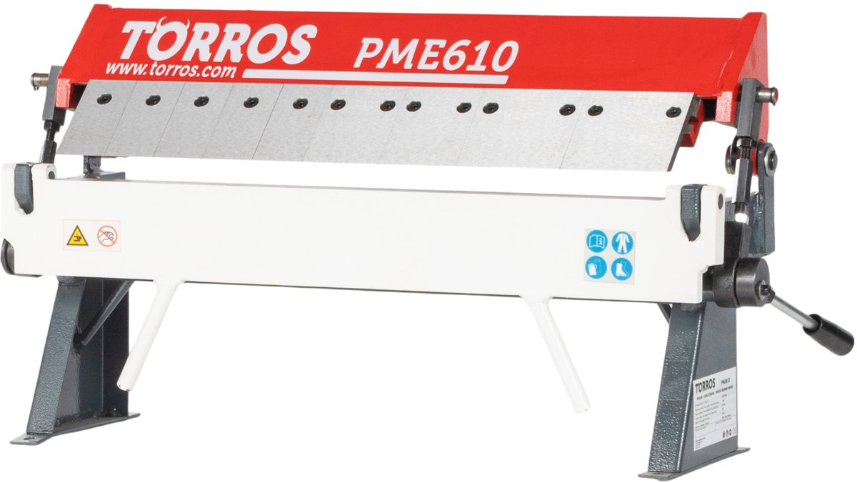 Handbediende zetbank tafelmodel werkbreedte 610 mm plaatdiktes tot 1 mm gesegmenteerd bovenmes Torros PME610