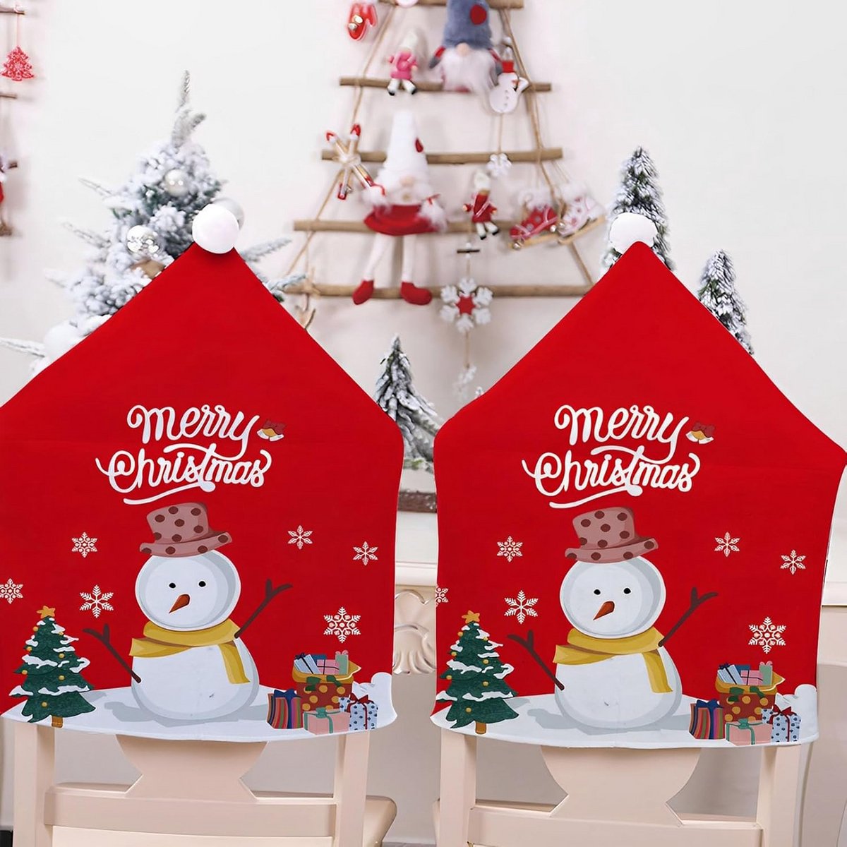 Set van 2/4/6/8 Kerst Stoelhoezen voor Eetkamerstoelen - Feestelijke Decoratie