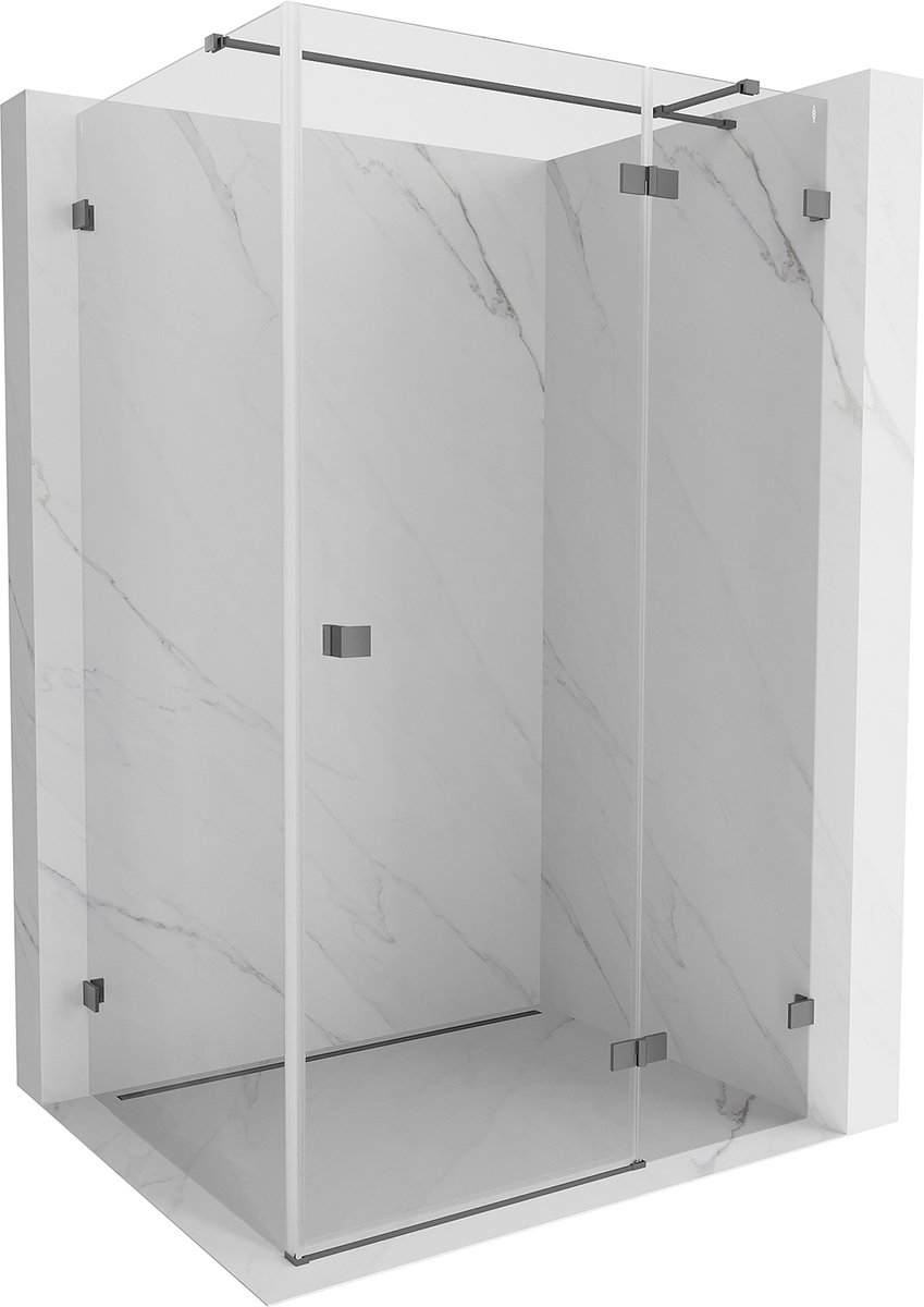 Mexen Lunar T draaideur douchecabine rechts 75 x 110 , transparant, geweer metaalkleur - 834T-075-110-95-00-P