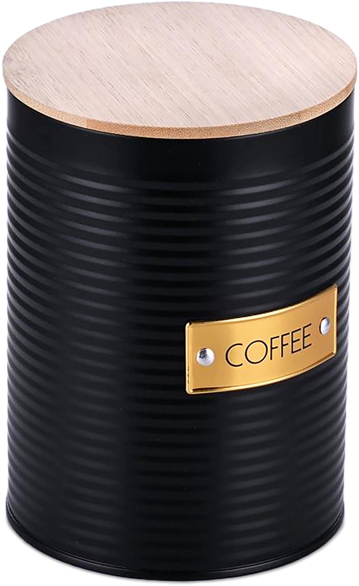 Koffieblik luchtdicht - metaal - bamboe deksel