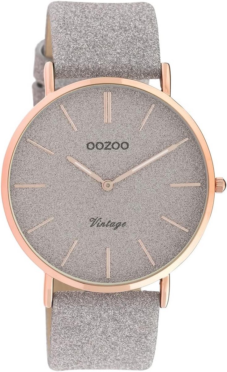Dameshorloge Vintage met Glitter Wijzerplaat en Leren Band - 40mm