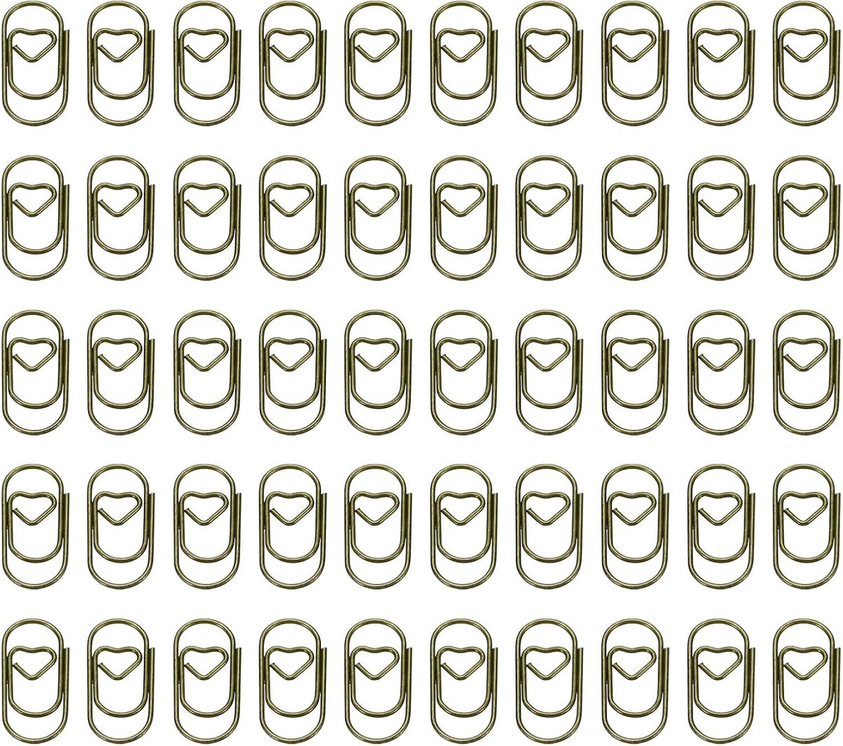 Hartvormige Clips - Kantoor Clips - Bureau Organisatie - Stevig Metaal - 20 x 9 mm - Brons