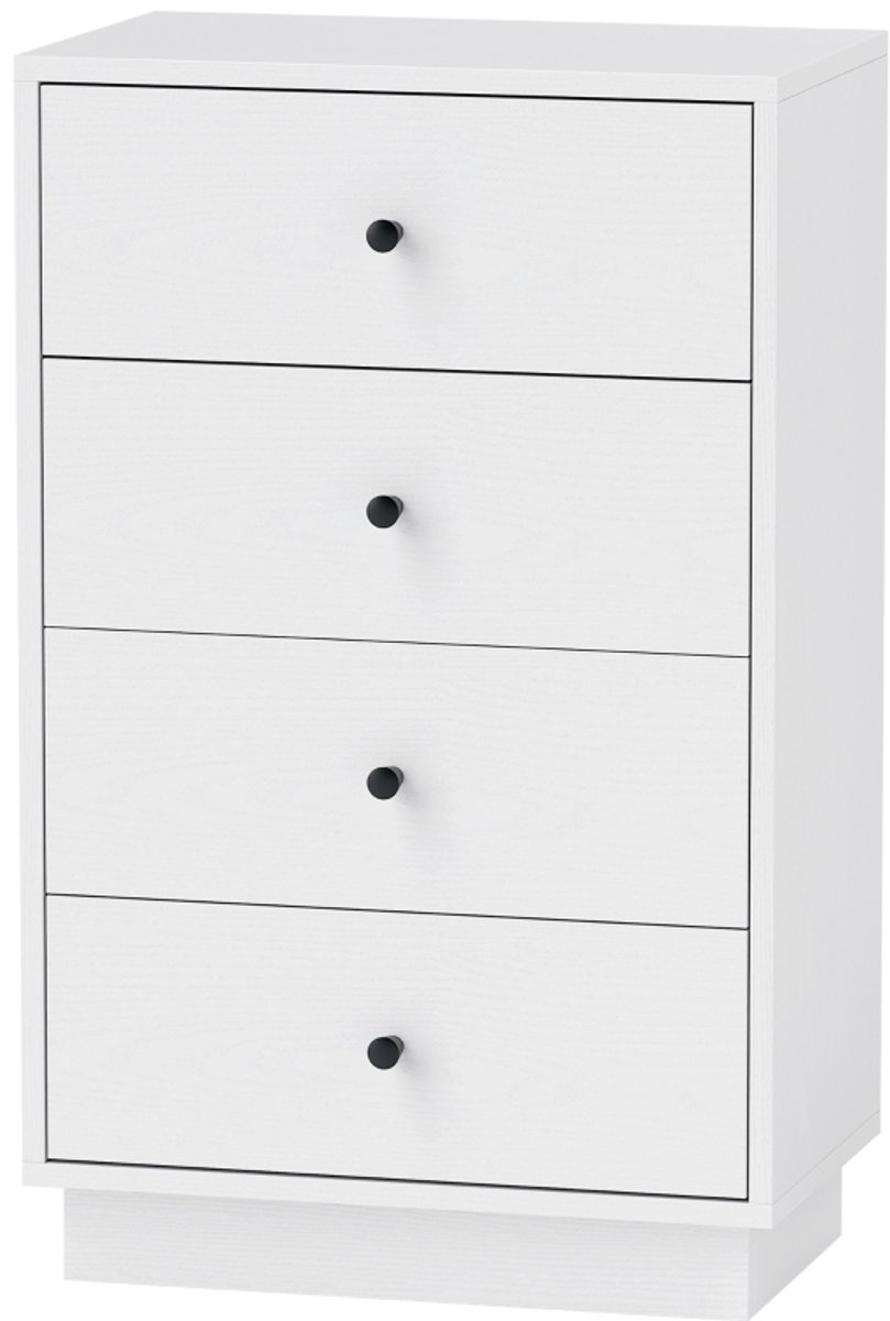 Wishdor Ladekast Opbergkast Met 4 Lades - Modern Minimalistisch - Spaanplaat - Wit - 47 X 29 X 75 Cm