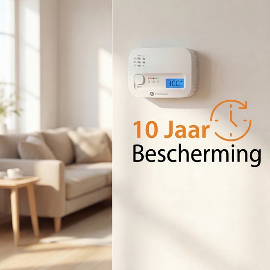 Smartwares FGA-13041 - Koolmonoxidemelder CO melder - 85 dB - Levensduur 10 jaar - BSI Gecertificeerd