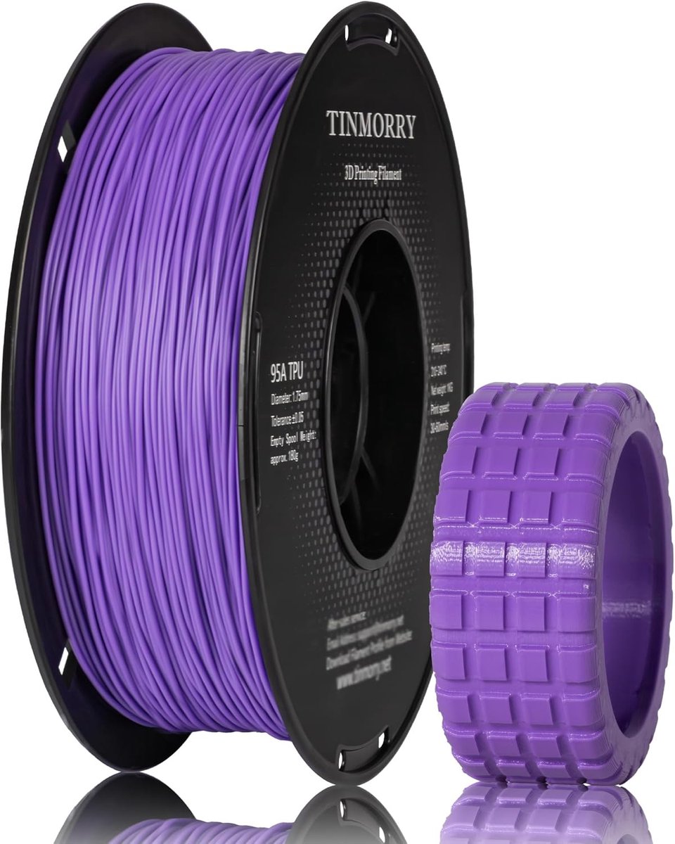 3D Printer Filament - Flexibel Materiaal - Modelbouw - Glanzend Oppervlak - 1.75 mm - Fluorescerend Paars