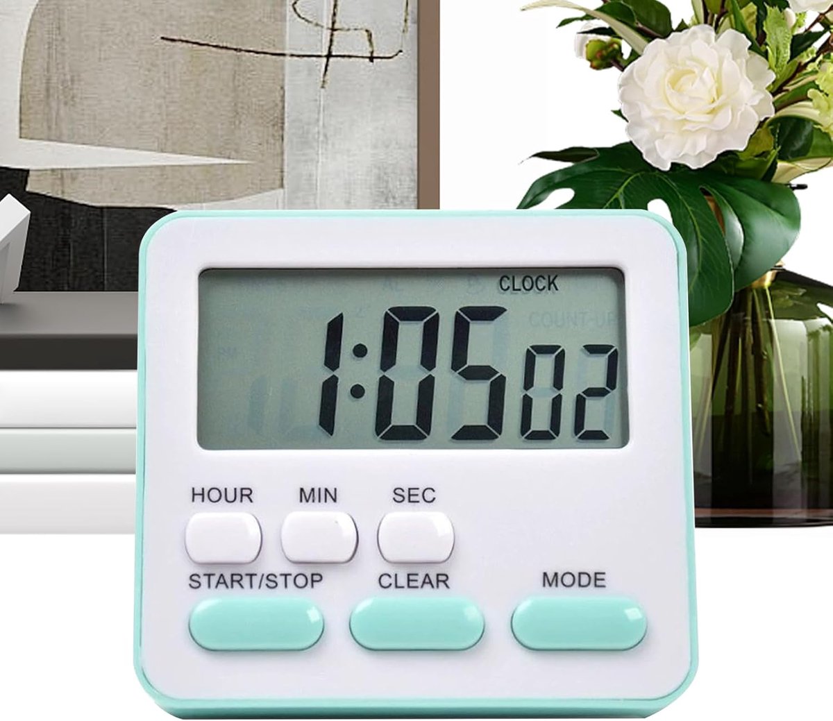 Stille Timer - Digitale Kookwekker - Studie Koken Bakken - 24 Uurs Countdown - 7 x 6.3 x 2 cm