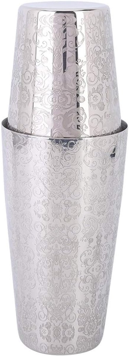 Cocktailshaker Set - Barman Kit - Drankjes Maken - Gegraveerd Patroon - 550ml 820ml - Zilver