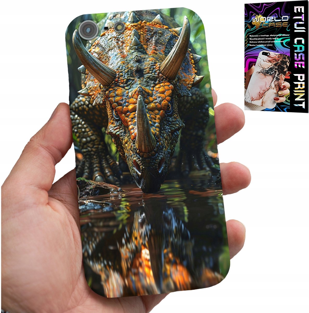 HOESJE VOOR IPHONE 5 / 5S / 5C - DINO DINOSAURUS TRICERATOPS HOESJE