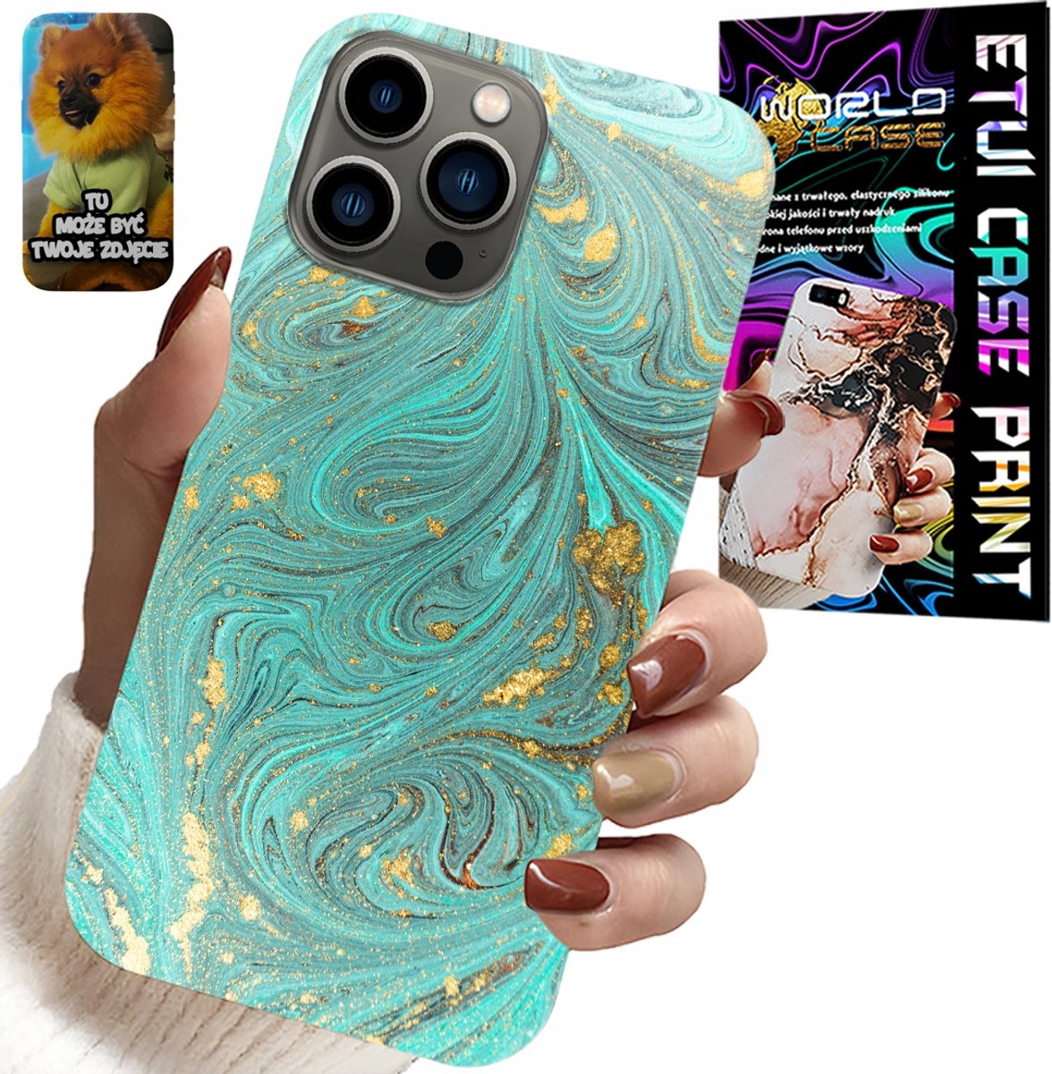 iPhone 13 Pro hoesje - marmerpatroon + gehard glas