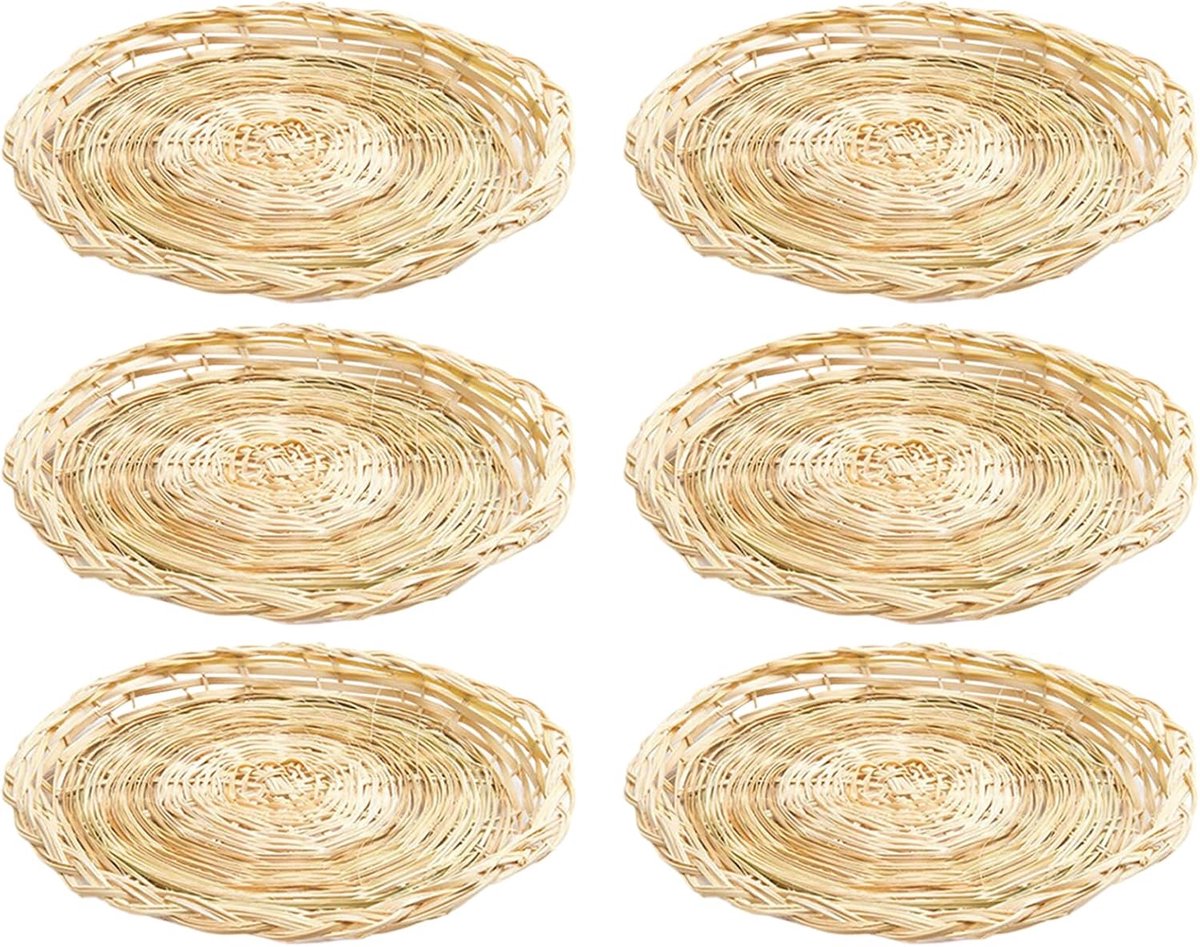 Papieren Bordhouders - Rustieke Opladers - Feest Tafeldecoratie - Natuurlijk Bamboe Materiaal - 25 cm Diameter - Natuurlijk