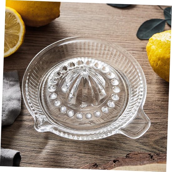 Handmatige Citroenpers - Fruitpers Keuken - Verse Sapjes Maken - Glazen Kom - 6x11x6 cm - Transparant — afbeelding 3