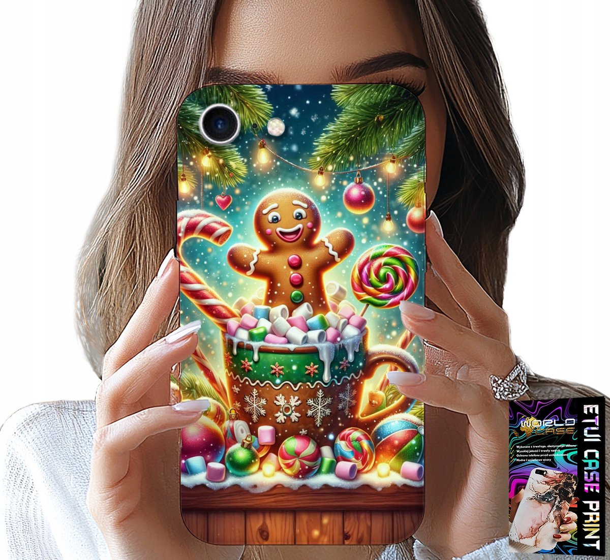 HOESJE VOOR IPHONE 7 / 8 / SE2 - PEPERKOEK KERSTPATROON + GLAS